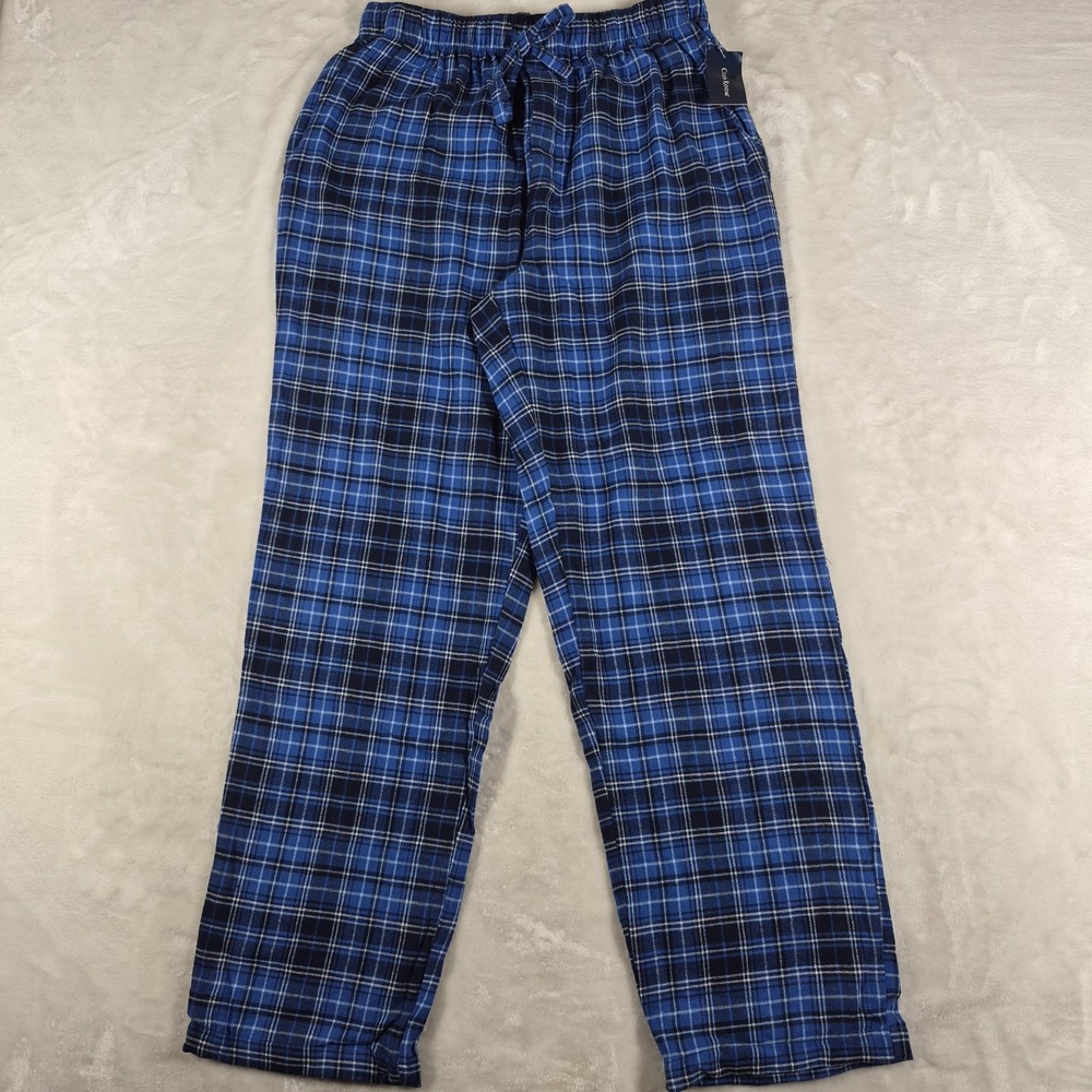 Club Room Flannel Pajama Pants Men's Medium‎ Blue Drawstring Elastic Waist NWT